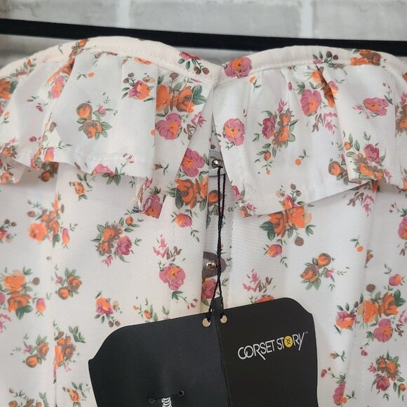 Corset Story Bustier Top Foral Hook Front Tie Back UK 24 US 20 NEW Coquette - Picture 8 of 11